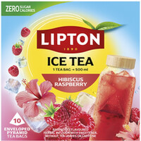Herbata LIPTON, do parzenia na zimno, malina i hibiskus, 10 torebek